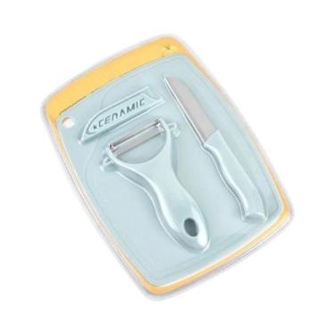 Imagem de Conjunto De Facas De Cerâmica Multifuncionais Para Frutas 3 Peças, Táb