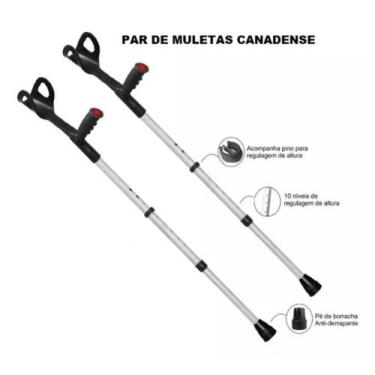 Imagem de Bengala Muleta Canadense Regulável Altura Braço 120kg PAR - Procorpus 