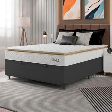 Imagem de Cama Box Baú Colchão Casal Molas Ensacadas Absoluto Pillow Top 138x188x64cm