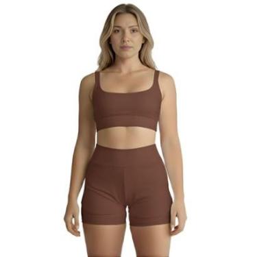 Imagem de Conjunto de Short Duplo Fitness Academia Treino Feminino-Feminino