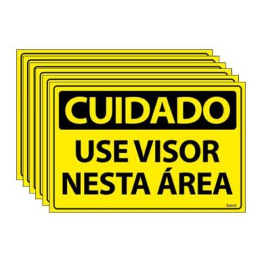 Imagem de Combo 6 Placas De Sinalização Cuidado Use Visor Nesta Área 30x20 Ecom 