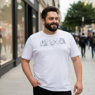 Imagem de Camiseta Masculina Plus Size Estampas Malwee G1 AO G5, Branco urban, G