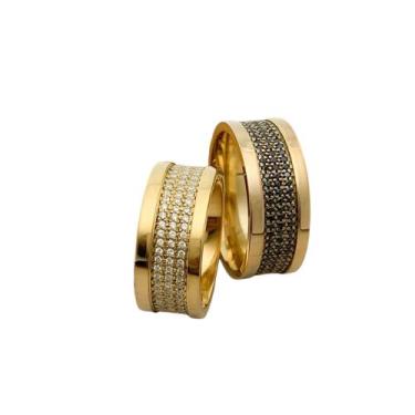 Imagem de Par de alianças Closet Joias em Ouro 18k com pedraria, 14