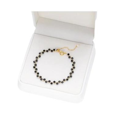 Imagem de Pulseira Feminina De Turmalina Natural 3MM, Joia Artesanal Para Festas