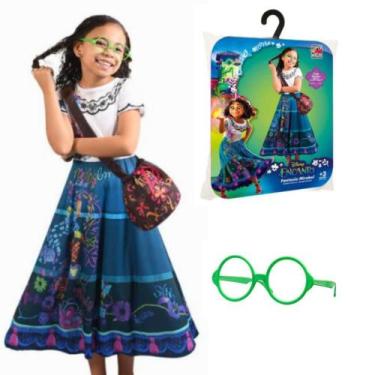 Imagem de Fantasia Encanto Infantil Vestido Mirabel Disney Longo Com Bolsa e Ócu