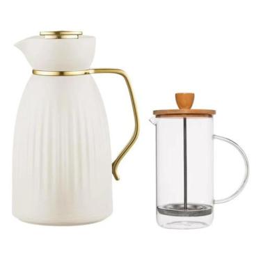 Imagem de Kit Garrafa Térmica Jade 1l + Prensa Francesa De Vidro 600ml - Tutti