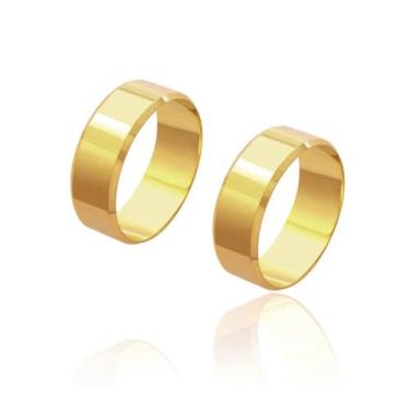Imagem de Alianças de Casamento Cronos Ouro 18k com Chanfro 7mm 9,2g - Joiaunica