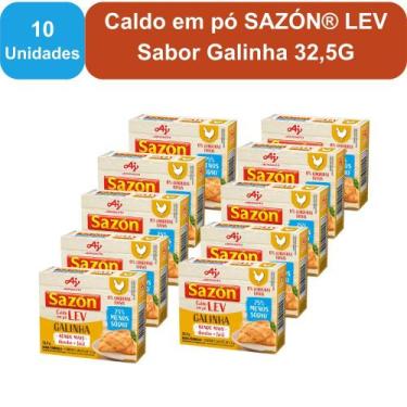 Imagem de Kit 10 Unidades Caldo em pó SAZÓN LEV Sabor Galinha 32,5G - AJINOMOTO