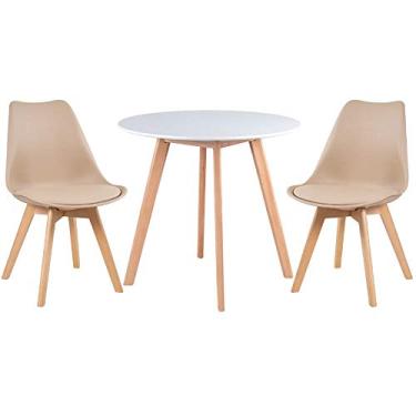 Imagem de Mesa de jantar redonda 80 cm + 2 cadeiras Leda