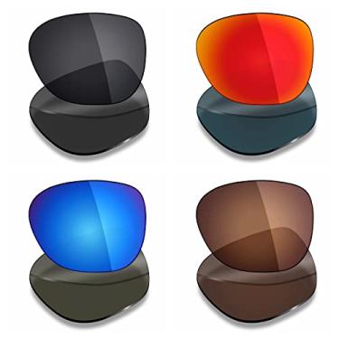 Imagem de 4 pares de lentes polarizadas de substituição Mryok para óculos de sol Oakley Overtime – Stealth preto/vermelho fogo/azul gelo/marrom bronze