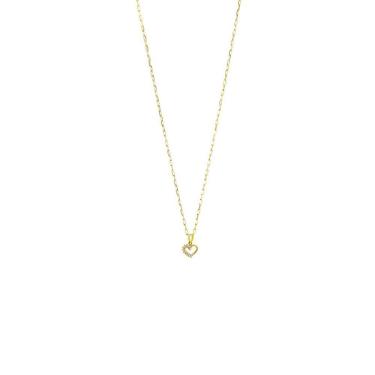 Imagem de Pingente Meio Coração Cravado com Zircônias em Ouro 18K