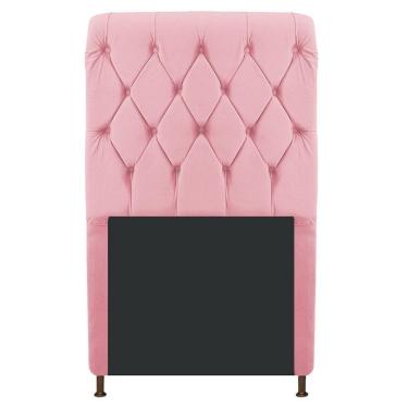 Imagem de Cabeceira Cristal 100cm Solteiro C Capitonê Suede Rosa Bebê