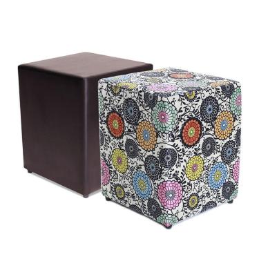 Imagem de Kit 2 Puffs Quadrados Decorativo 45cm Courvin + Estampado