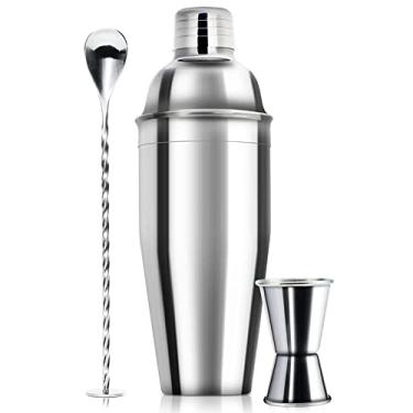 Imagem de Conjunto de coqueteleira de 680 g, misturador de suco, misturador de martini, bebidas frias, 3 peças, kit de barman para bebidas, conjunto de ferramentas com jigger medidor, colher