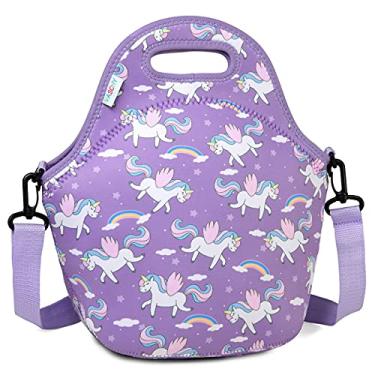 Imagem de Lancheira para meninas, VASCHY Bolsa de Almoço Leve Neoprene para Criança Menino Menina para Escola Creche Jardim de Infância,Unicórnio
