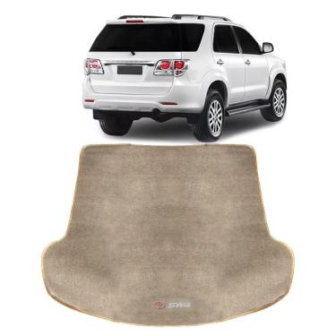 Imagem de Tapete Porta Malas Hilux SW4 2006 a 2015 7 Lugares Carpete Bege com Emblema Bordado