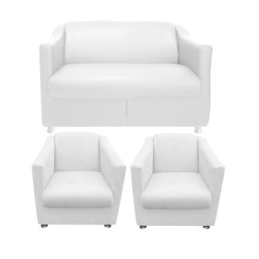 Imagem de Kit 01 Namoradeira e 02 Poltronas Decorativa Bia Corano Branco