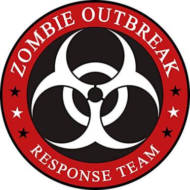 Imagem de Adesivo Zombie Outbreak Warning Bumper - Adesivo de vinil premium Team in Action 7,6 x 7,6 cm | Para carros, automóveis, janelas, garrafas, espelhos, placa circular ao ar livre, melhor do que ímãs em qualquer lugar