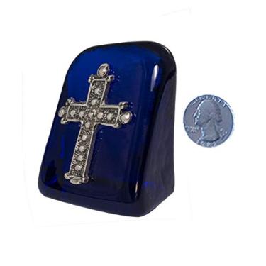 Imagem de EBSEM Peso de papel de vidro feito à mão para mesa de escritório doméstico organizador de acessórios de mesa feriado casamento formatura presente de natal corporativo azul