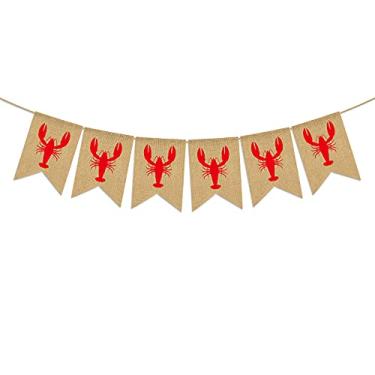 Imagem de Pudodo Faixa de juta de juta lagostim rústico verão lagosta festa de aniversário decoração lareira