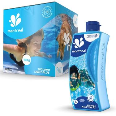Imagem de MONTREAL Cloro Granulado para Piscinas e Hidrotanques Light Blue 10 KG + Algicida Manutenção 1L