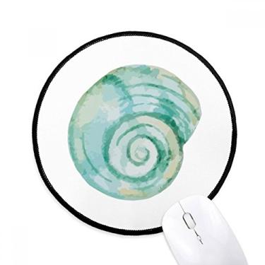 Imagem de Tapete de mouse com ilustração azul da vida marinha caracol tapete redondo para computador