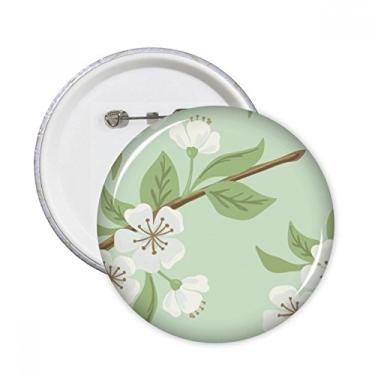 Imagem de Broche redondo de flor de pêssego branco para desenho de planta com alfinetes redondos para decoração 5 peças