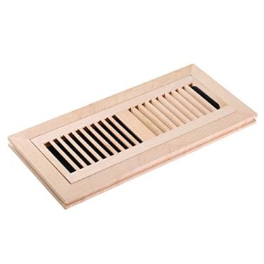 Imagem de Homewell – Registro de piso de madeira, ventilação de montagem nivelada com amortecedor, 10,16 x 30,48 cm, não acabado, 4x12 Inch with Damper, Maple