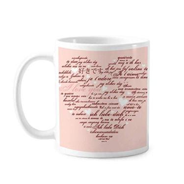 Imagem de Caneca rosa branca em formato de coração para dia dos namorados cerâmica café porcelana louça