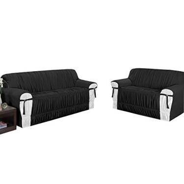 Imagem de Capa de Sofa Delicata, Mellindre, Preto, 3 e 2 Lugares