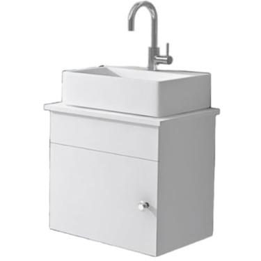 Imagem de Gabinete de Banheiro c/Espelho Sevilha 44cm MSQD Branco Brovália