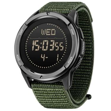Imagem de Relógio Masculino De Nylon Esportivo Super Leve 50m Digital Verde