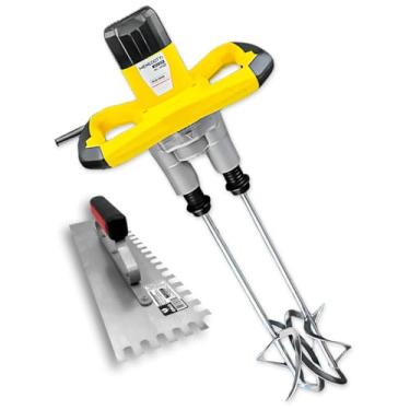 Imagem de Misturador Mel 1800w Batedor Elétrico De Argamassa, Tinta Menegotti 220v Haste Dupla C/desempenadeira 307-04 Profissional Kit