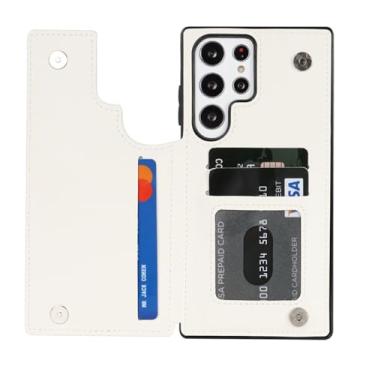 Imagem de Para samsung s23 s22 plus s21 ultra s20 fe nota 20 10 plus a12 a13 a14 a51 a54 carteira cartão inserção caso de couro, branco, para galaxy a22 5g