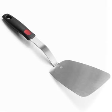 Imagem de Espátula flexível de aço inoxidável, espátula de metal fina XiaoZu para frigideira de ferro fundido, lâmina fina e cabo de silicone resistente ao calor, ótimo para ovos, biscoitos, carne, crep, grande..