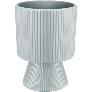 Imagem de Cachepô Vaso Decorativo Planta Redondo Home&co Cerâmica 16x12x12cm Azul Claro