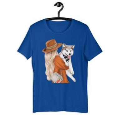 Imagem de Camiseta Blusa Feminina Garota Love Dog Husky-Feminino