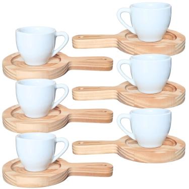 Imagem de Jogo 6 xícaras café expresso 75ml Porcelana c/ pires panela