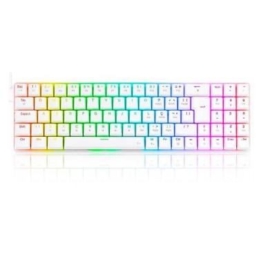 Imagem de Teclado Mecânico Gamer Redragon Ashe, RGB, Switch Brown, Branco - K626