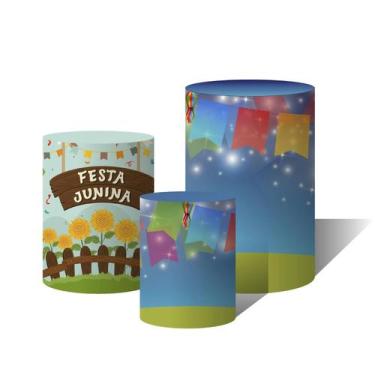 Imagem de Trio Capas Para Cilindro Versátil Festa Junina Infantil Menino e Menin