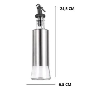 Imagem de Porta Azeite Vinagre C/ Dosador Inox Vidro Azeiteiro  - Unyhome