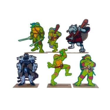 Imagem de Kit Display de Mesa 6 Peças Para Festa Tartarugas Ninja MDF - Juju Bra