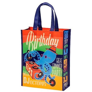 Imagem de WRAPAHOLIC Bolsa de presente reutilizável média com alças - 25,4 x 12,7 x 33 cm - ótimo design de festa de aniversário, perfeita para presente de festa de aniversário infantil, sacola de compras
