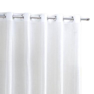 Imagem de Cortina 3 Metros Voal Linho Com Forro Varão 3x2,7m Branco