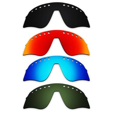 Imagem de Alphax Lentes de reposição polarizadas pretas e vermelho fogo e azul e verde para óculos de sol esportivos Oakley Sutro Lite Sweep Vented OO9465