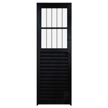 Imagem de Porta de Alumínio Preto de Entrada Social Hale Esquadrias - Lado Esque