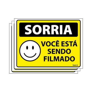 Imagem de Combo 3 Placas De Sinalização Sorria Você Está Sendo Filmado 20x15 Eco