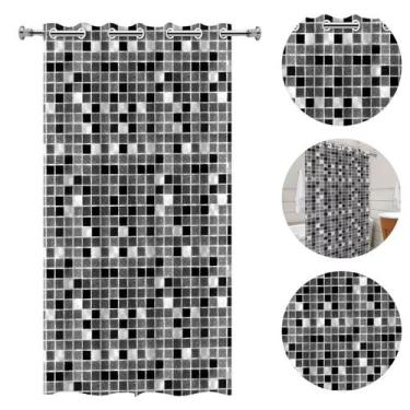 Imagem de Cortina De Box Banheiro Lavável Pvc Antimofo Grossa Estampa Pastilhas 