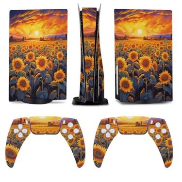 Imagem de Buyidec Pintura a óleo girassol para PS5 Skin Console e Controlador Acessórios Capas Anime Vinil Capa Adesivo Conjunto Completo para Playstation5 Disc Edition