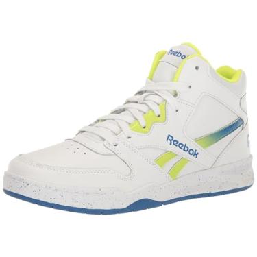 Imagem de Reebok Tênis de basquete infantil unissex Bb4500 Court, Ftwr Branco/Amarelo Ácido/Azul Vetor, 11 Little Kid